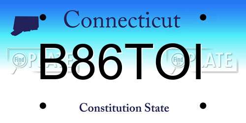 B86TOI Connecticut License Plate