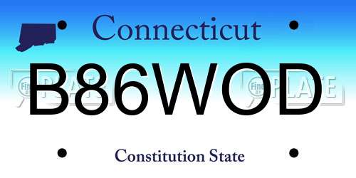 B86WOD Connecticut License Plate