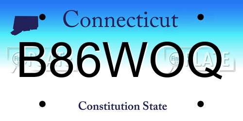 B86WOQ Connecticut License Plate