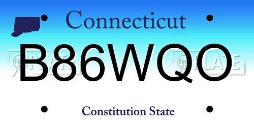 B86WQO Connecticut License Plate