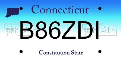 B86ZDI Connecticut License Plate