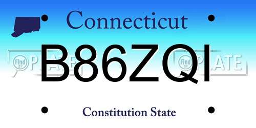 B86ZQI Connecticut License Plate