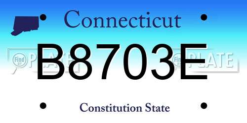 B8703E Connecticut License Plate