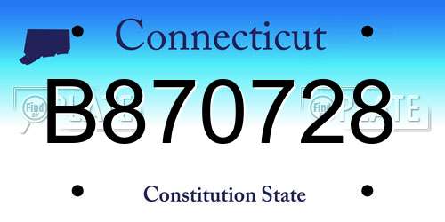 B870728 Connecticut License Plate