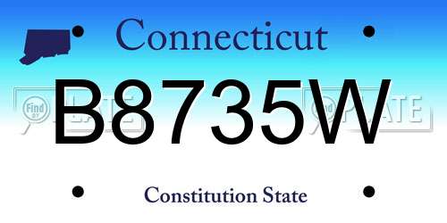 B8735W Connecticut License Plate