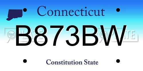 B873BW Connecticut License Plate
