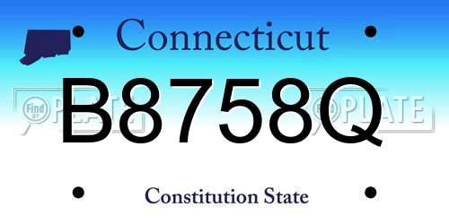 B8758Q Connecticut License Plate
