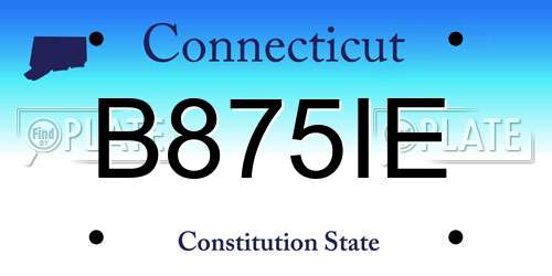 B875IE Connecticut License Plate