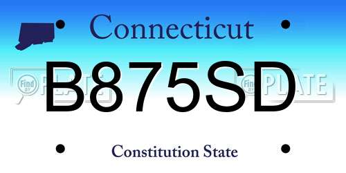 B875SD Connecticut License Plate