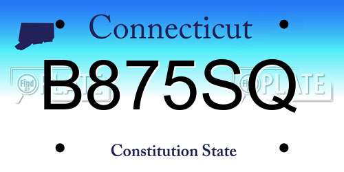 B875SQ Connecticut License Plate