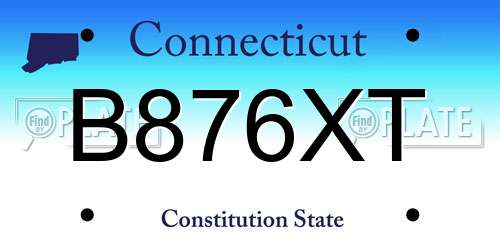 B876XT Connecticut License Plate
