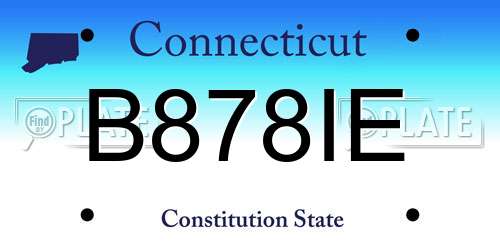 B878IE Connecticut License Plate