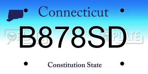 B878SD Connecticut License Plate