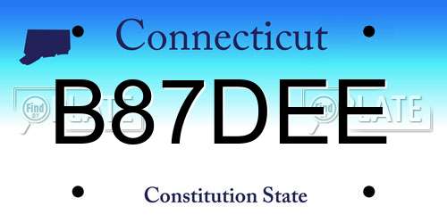 B87DEE Connecticut License Plate