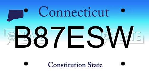 B87ESW Connecticut License Plate