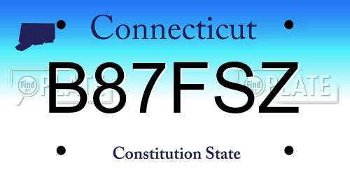 B87FSZ Connecticut License Plate