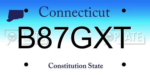 B87GXT Connecticut License Plate