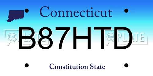 B87HTD Connecticut License Plate