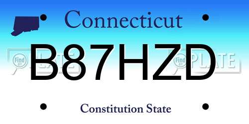 B87HZD Connecticut License Plate