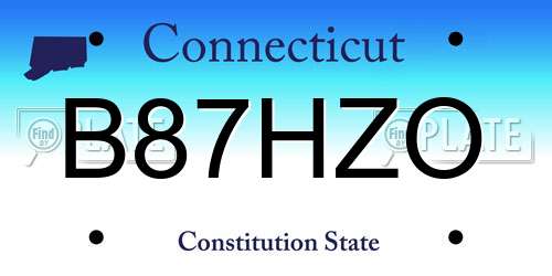 B87HZO Connecticut License Plate