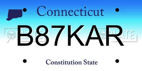 B87KAR Connecticut License Plate