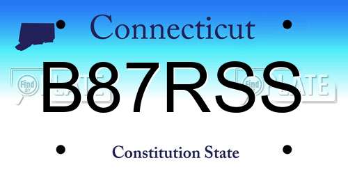 B87RSS Connecticut License Plate