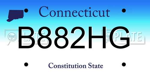 B882HG Connecticut License Plate