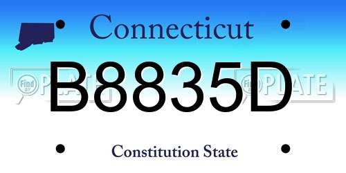 B8835D Connecticut License Plate