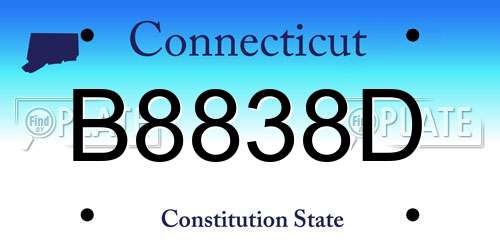 B8838D Connecticut License Plate