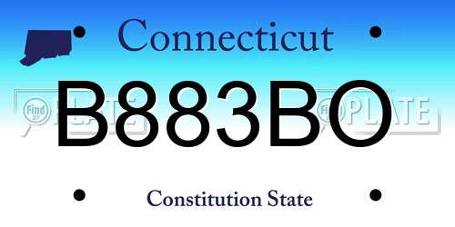 B883BO Connecticut License Plate