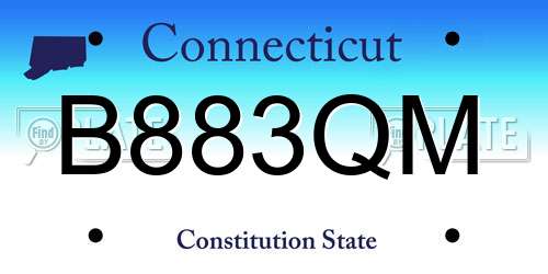 B883QM Connecticut License Plate