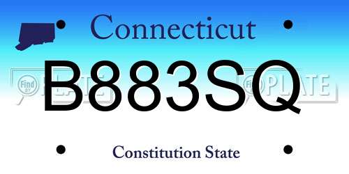 B883SQ Connecticut License Plate