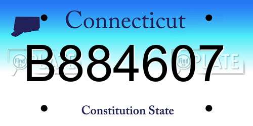 B884607 Connecticut License Plate