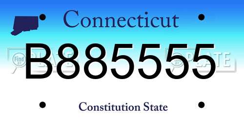 B885555 Connecticut License Plate