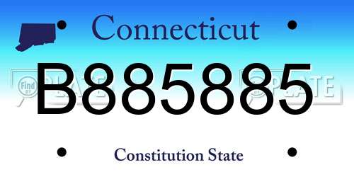 B885885 Connecticut License Plate