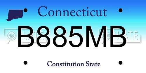 B885MB Connecticut License Plate