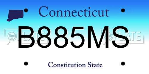 B885MS Connecticut License Plate