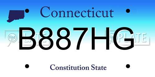 B887HG Connecticut License Plate