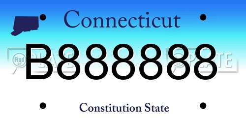 B888888 Connecticut License Plate