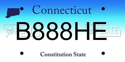 B888HE Connecticut License Plate
