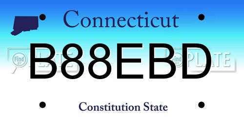 B88EBD Connecticut License Plate