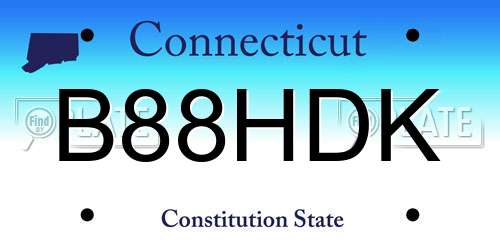 B88HDK Connecticut License Plate