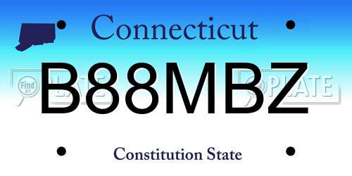 B88MBZ Connecticut License Plate