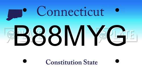 B88MYG Connecticut License Plate