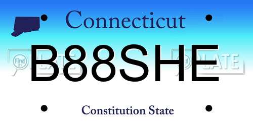B88SHE Connecticut License Plate