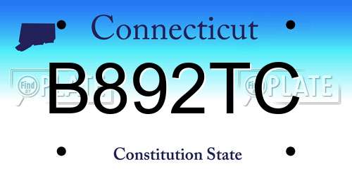B892TC Connecticut License Plate