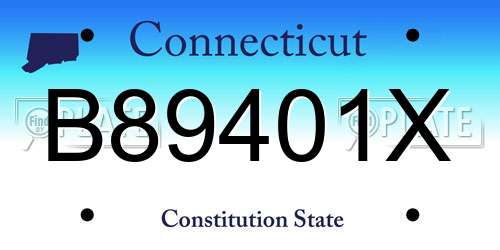 B89401X Connecticut License Plate