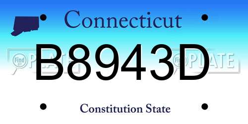 B8943D Connecticut License Plate