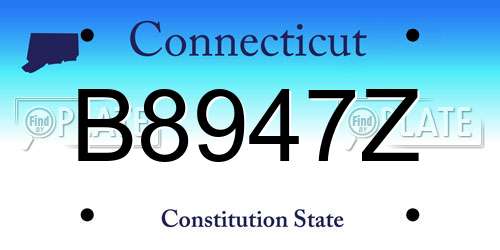 B8947Z Connecticut License Plate