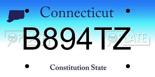 B894TZ Connecticut License Plate